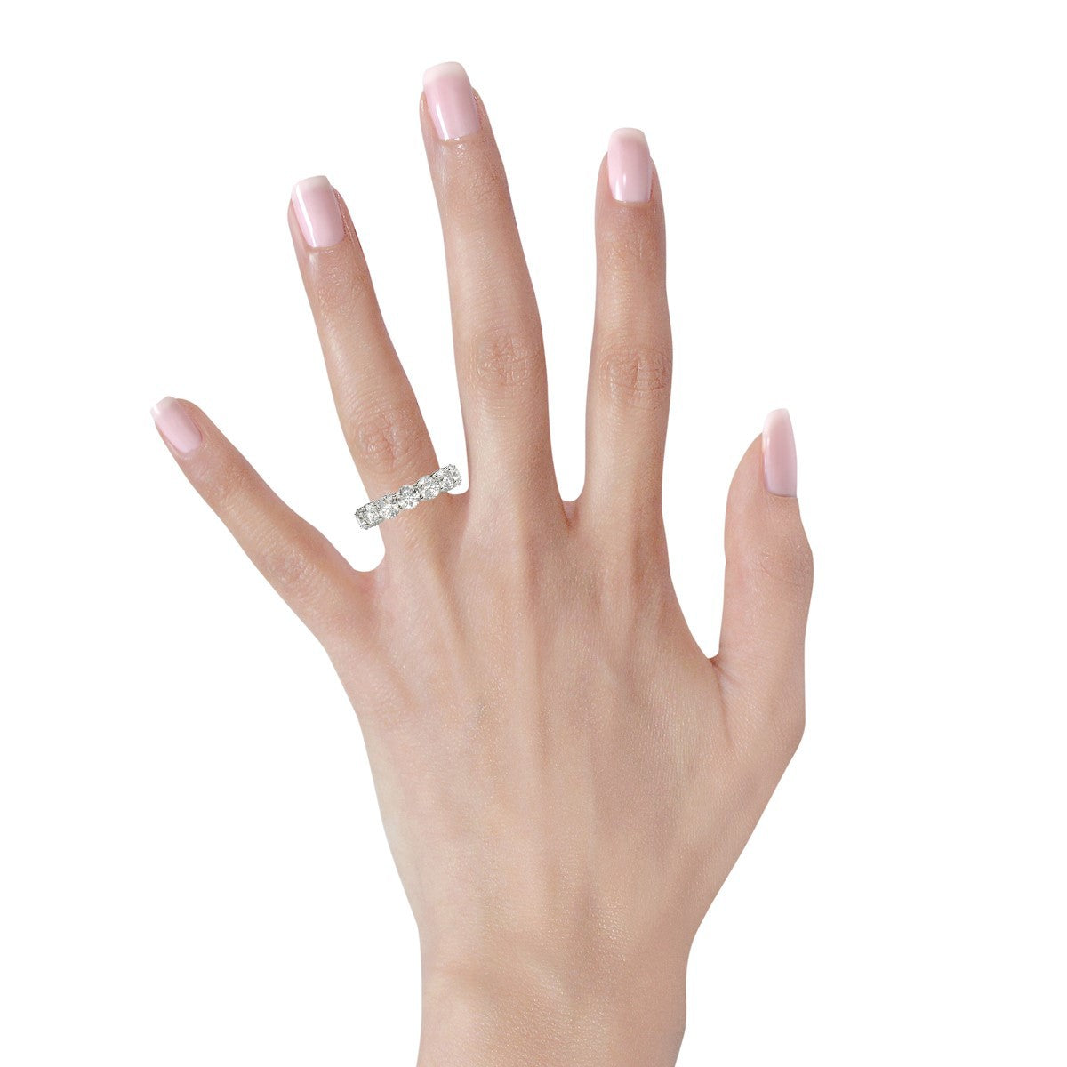 Round Cut Lab Grown Diamond Eternity Ring in 14k White Gold (6 cttw FG/VS2) - VTC Watches