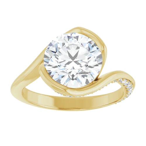 14K White Round Engagement Ring