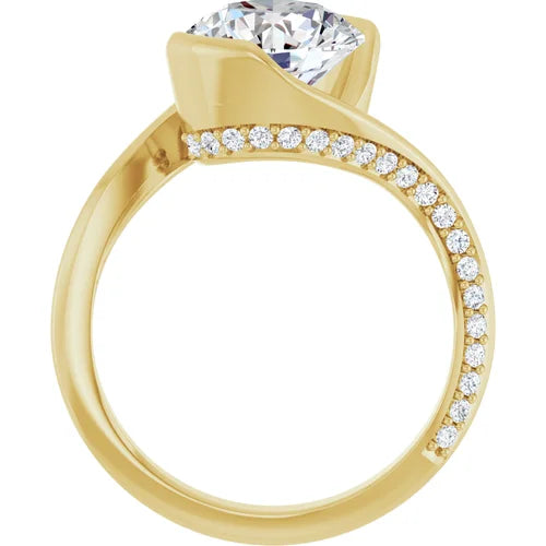14K White Round Engagement Ring