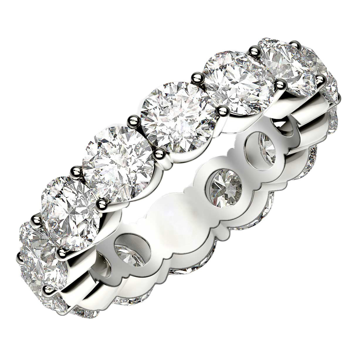 Round Cut Lab Grown Diamond Eternity Ring in 14k White Gold (6 cttw FG/VS2) - VTC Watches
