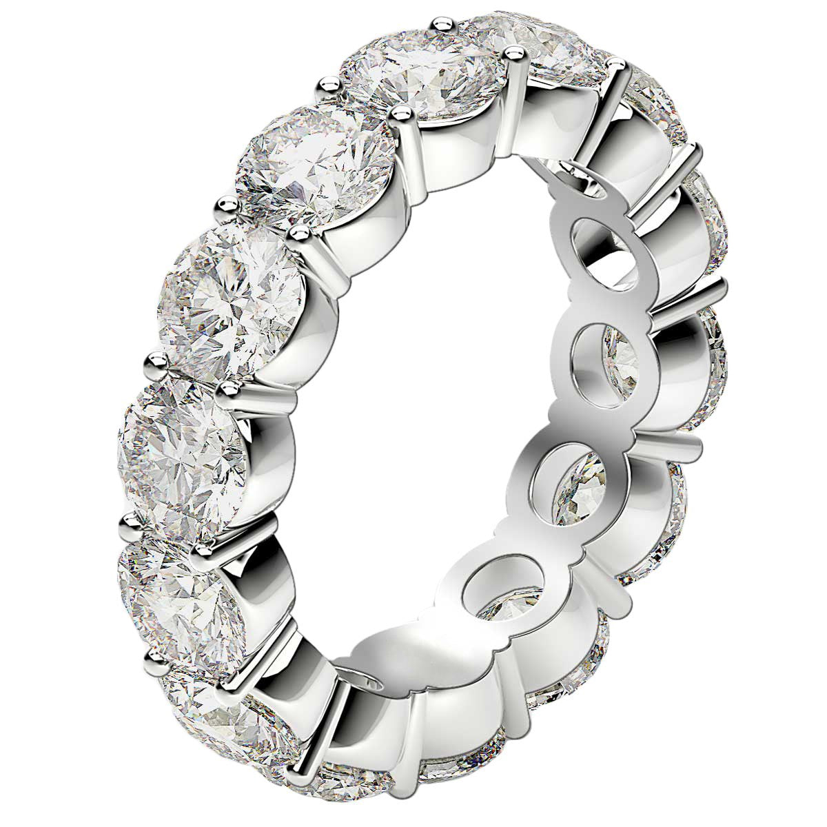 Round Cut Lab Grown Diamond Eternity Ring in 14k White Gold (6 cttw FG/VS2) - VTC Watches