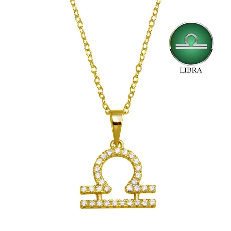 Gold Vermeil Libra CZ Necklace
