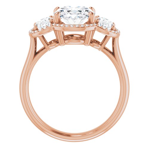 14K Rose Gold 3 Stone Oval Ring