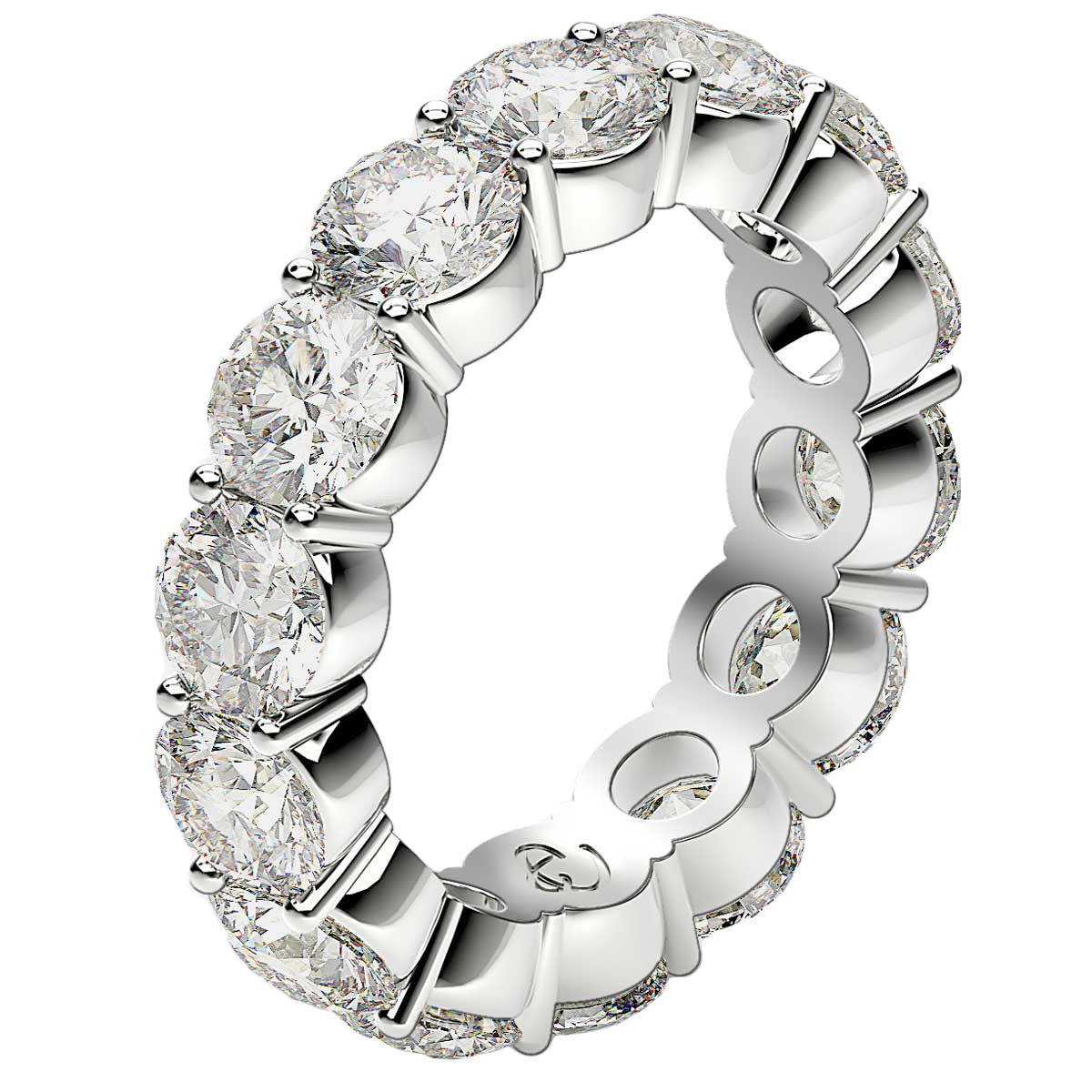 Round Cut Lab Grown Diamond Eternity Ring in 14k White Gold (6 cttw FG/VS2) - VTC Watches