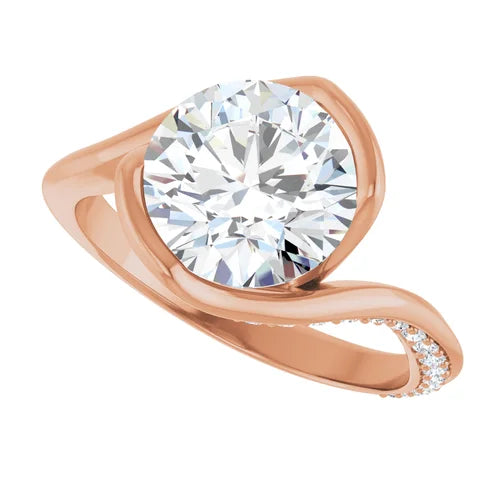 14K White Round Engagement Ring