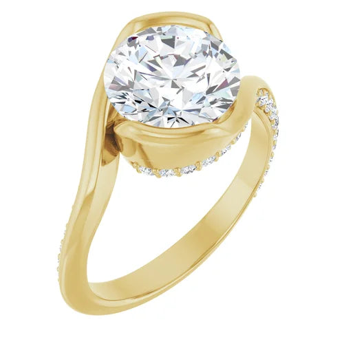 14K White Round Engagement Ring