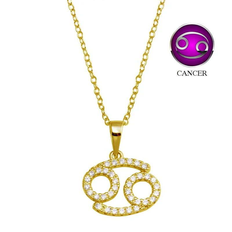 Gold Vermeil Cancer CZ Necklace