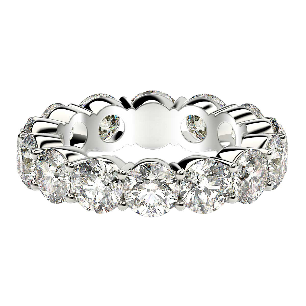 Round Cut Lab Grown Diamond Eternity Ring in 14k White Gold (6 cttw FG/VS2) - VTC Watches