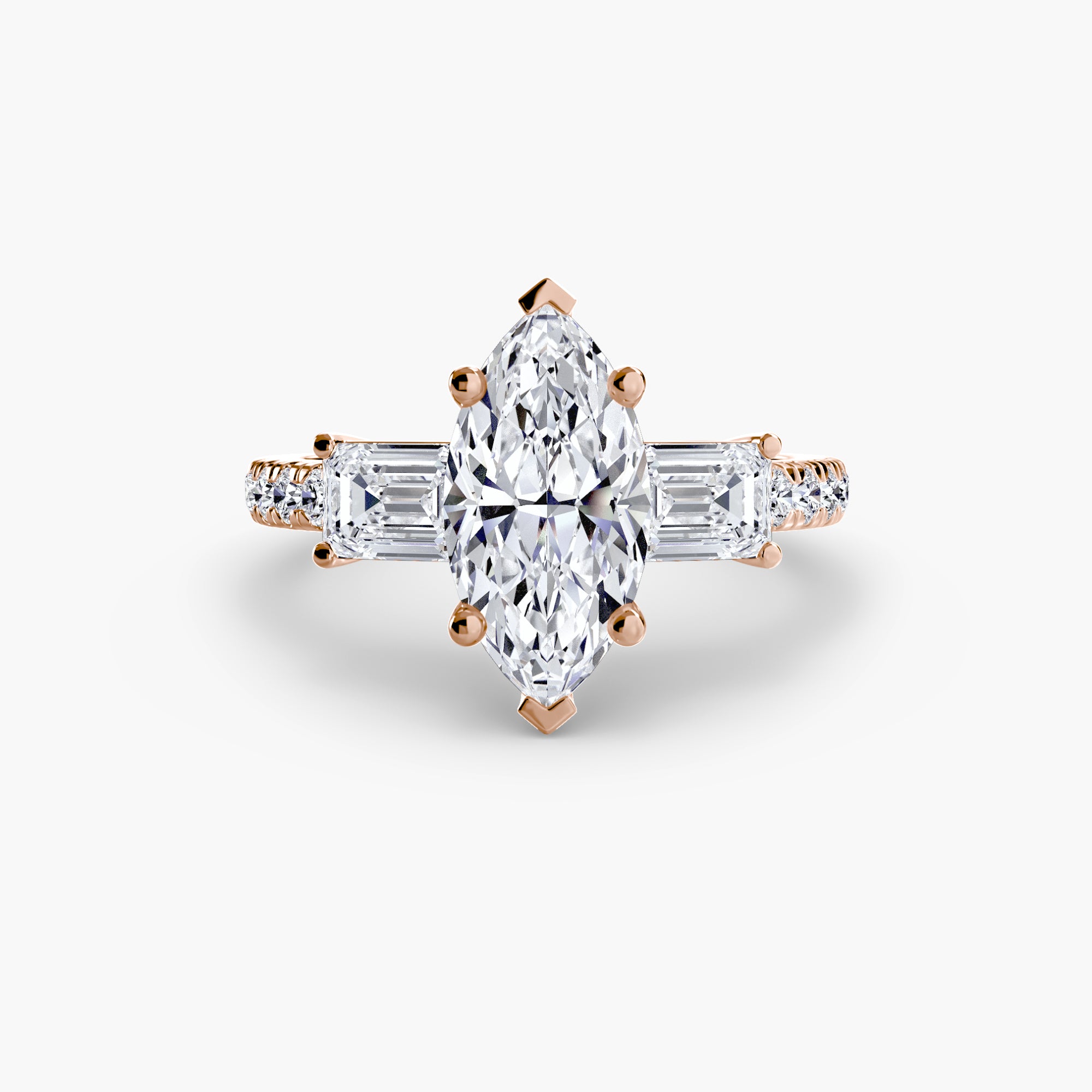Three-Stone Ring with Pavé Band 4 - VTC Watches