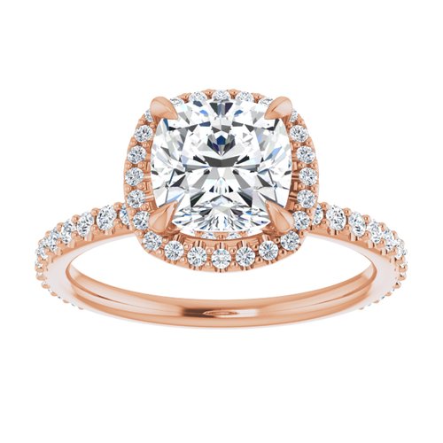 14K Rose Cushion Engagement Ring