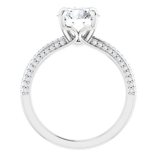 14K White Round Engagement Ring